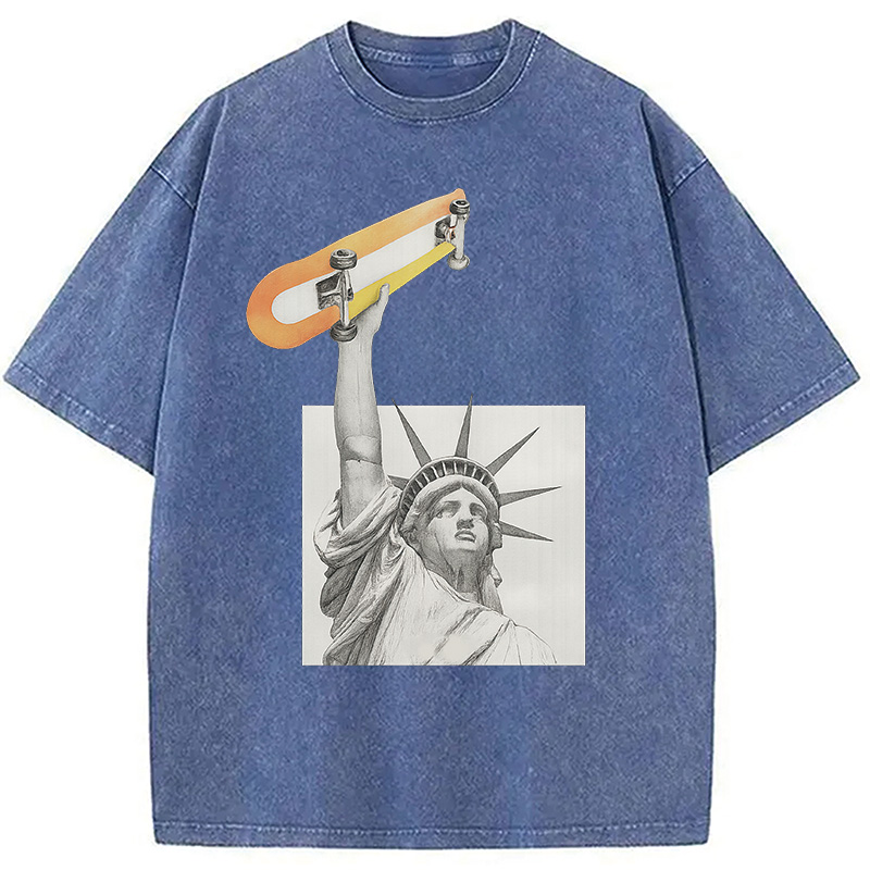 Modecanvas Living In The City DTG Printing Washed T-Shirt-modecanvas