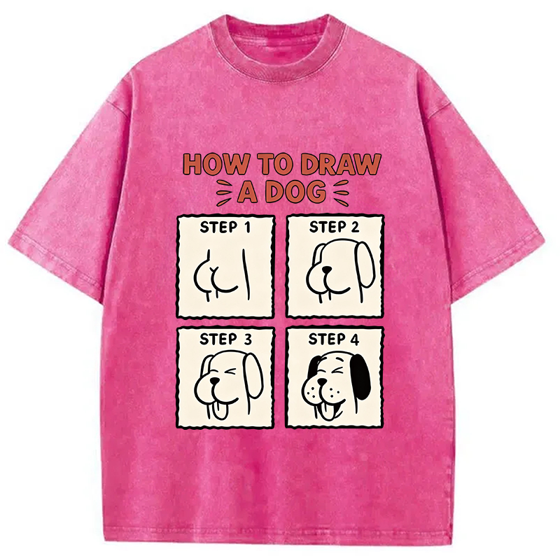 Modecanvas How To Draw A Dog DTG Printing Washed T-Shirt