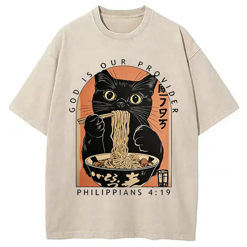 Modecanvas God Is Our Provider DTG Printing Washed T-Shirt