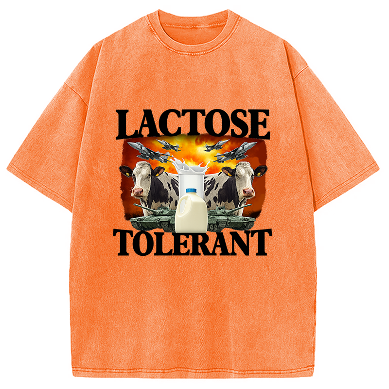 Modecanvas Lactose Tolerant Funny Trending Meme Washed T-Shirt