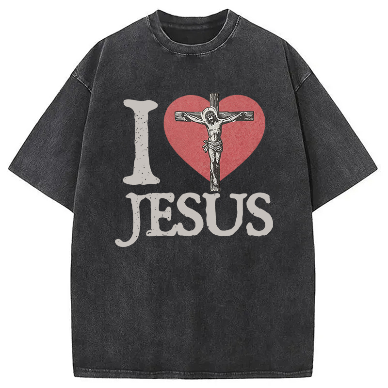 Modecanvas I Love Jesus Washed T-Shirt
