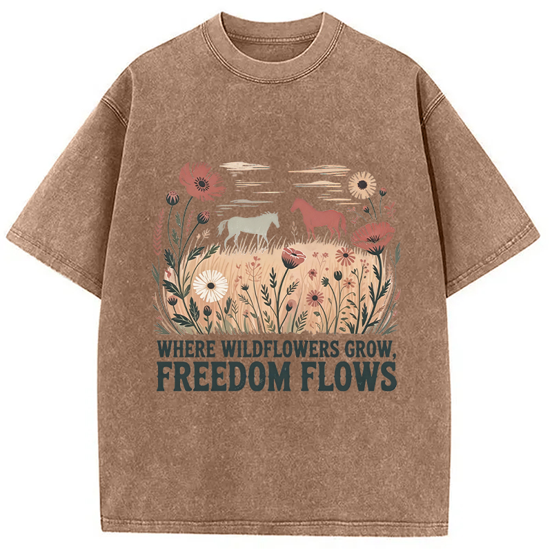 Modecanvas Wild-flowers DTG Printing Washed T-Shirt