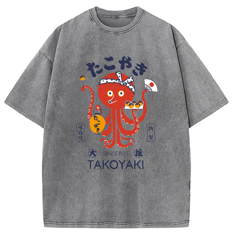 Modecanvas Tokoyaki Octopus Japanese Washed T-Shirt