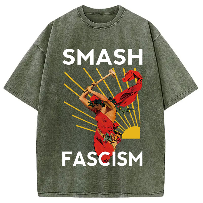 Modecanvas Smash Fascism DTG Printing Washed T-Shirt