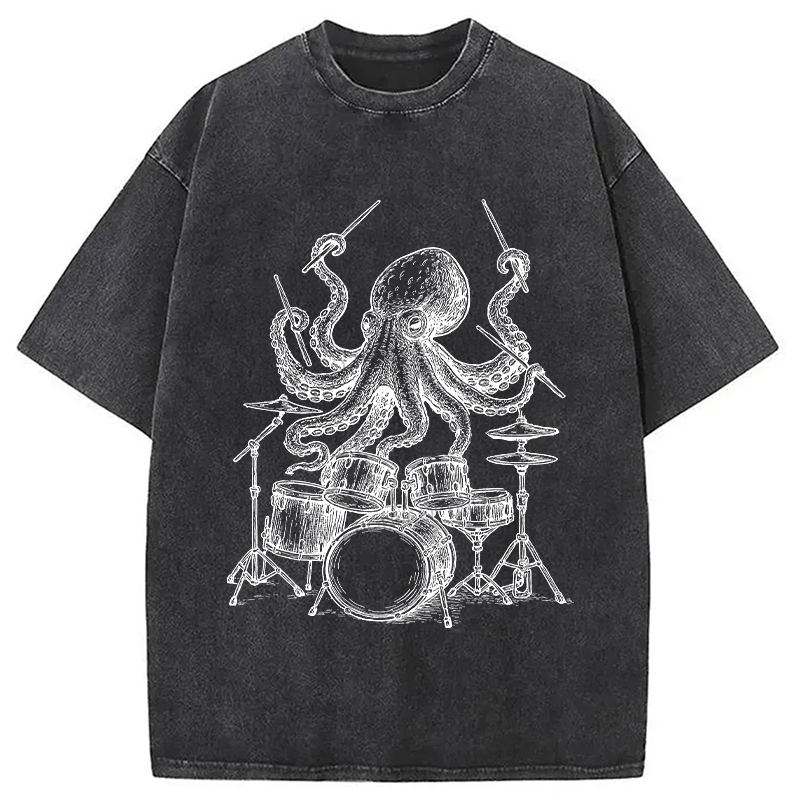 Modecanvas Octopus Drummer Washed T-Shirt