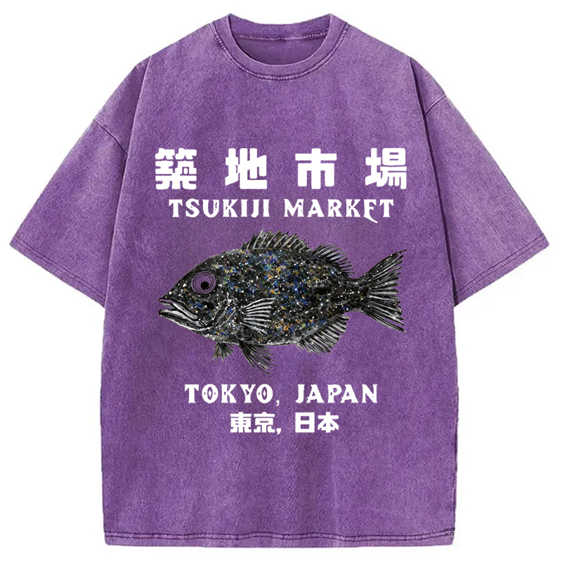 Modecanvas Tokyo Tsukiji Market DTG Printing Washed T-Shirt