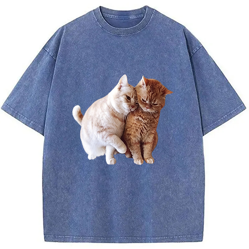 Modecanvas Gentle Cats DTG Printing Washed T-Shirt