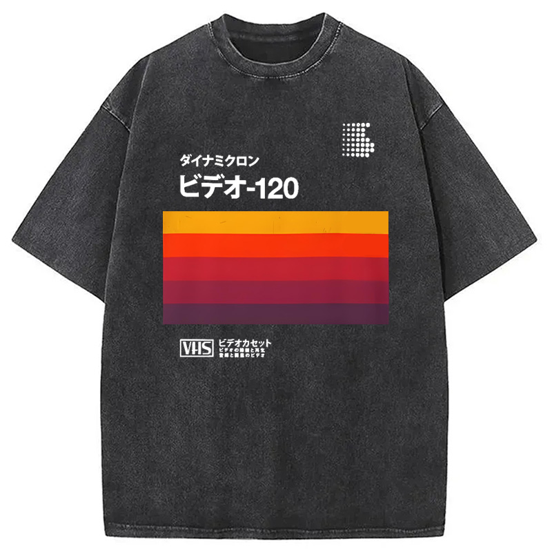 Modecanvas Retro Japanese VHS Cassette Washed T-Shirt