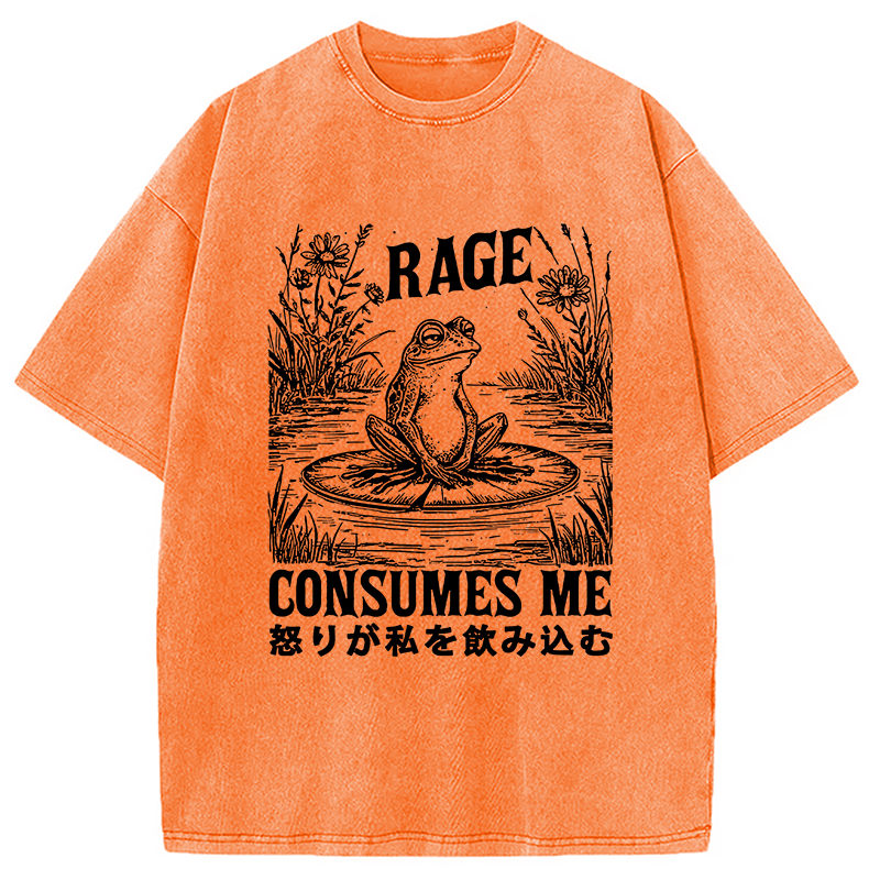 Modecanvas Angry Frog Washed T-Shirt-modecanvas
