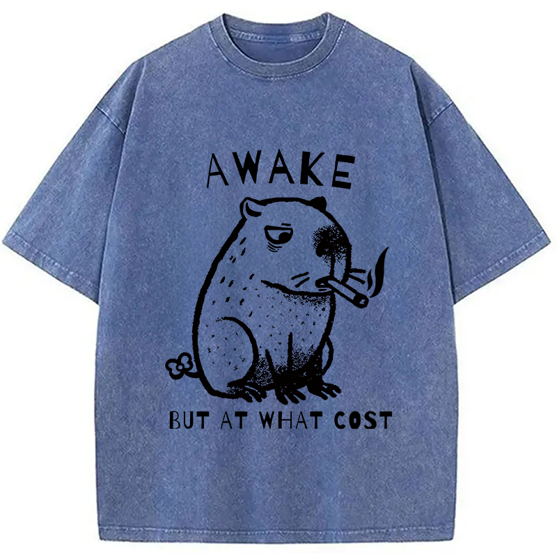 Modecanvas Capybara Smoking Washed T-Shirt