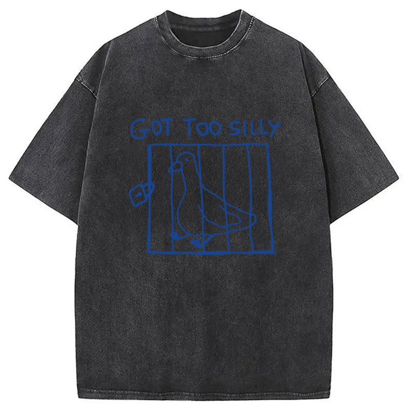 Modecanvas Got Too Silly Meme Washed T-Shirt-modecanvas