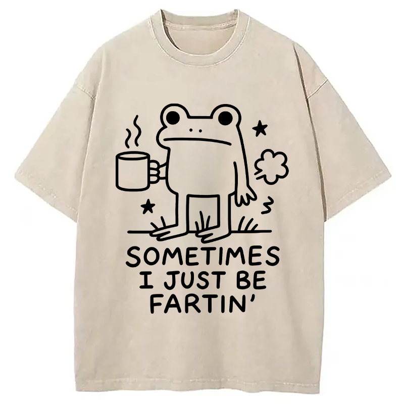 Modecanvas Sometimes A Frog Just Needs To Fart DTG Printing Washed T-Shirt