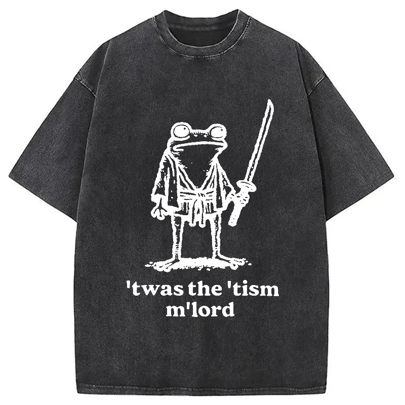 Modecanvas Focused Samurai Frog Washed T-Shirt-modecanvas