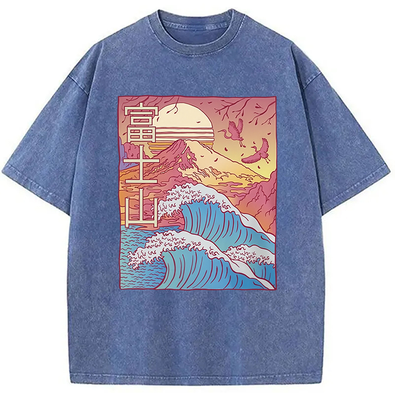 Modecanvas Japanese Fuji Wave Washed T-Shirt