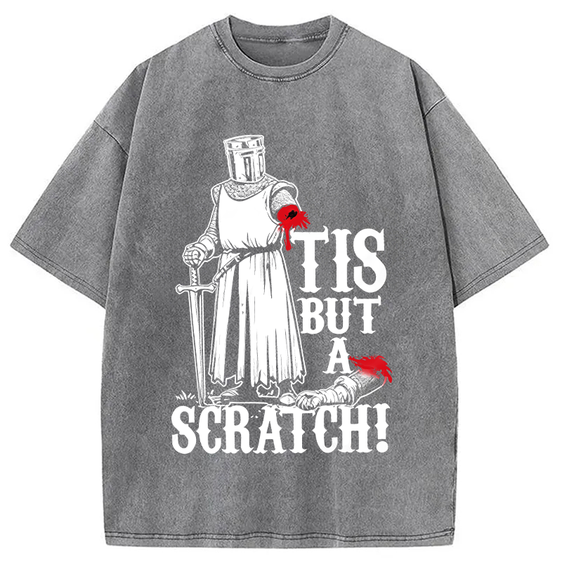 Modecanvas Tis but a Scratch Medieval Warrior Knight DTG Printing Washed T-Shirt