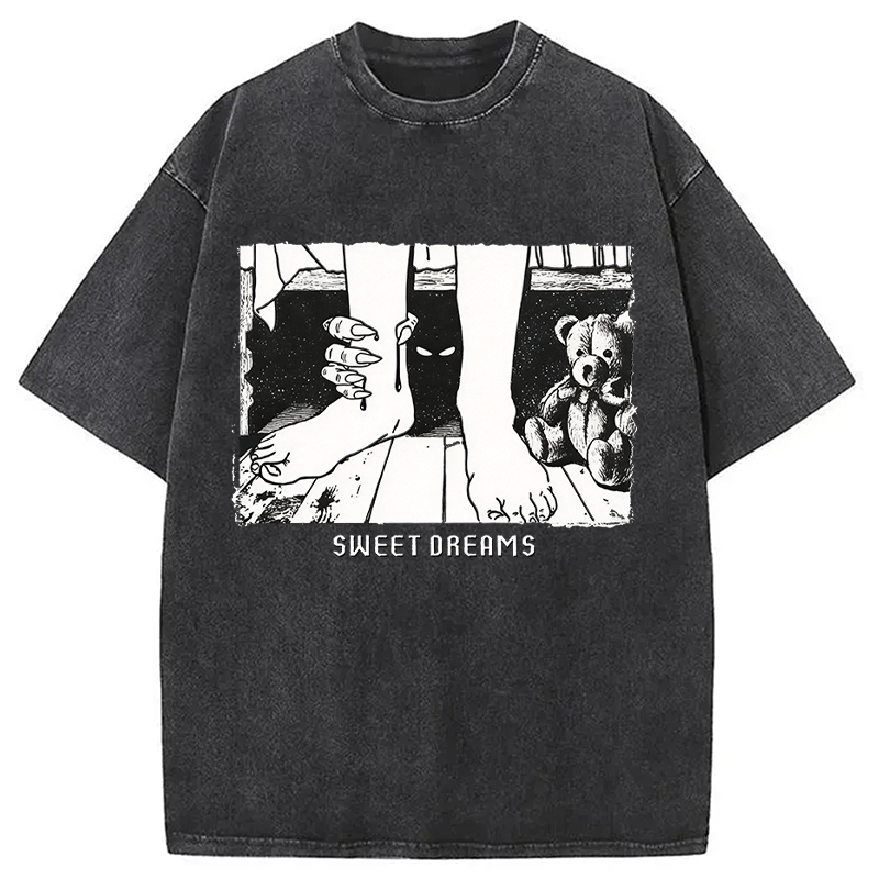 Modecanvas Monster Under The Bed DTG Printing Washed T-Shirt