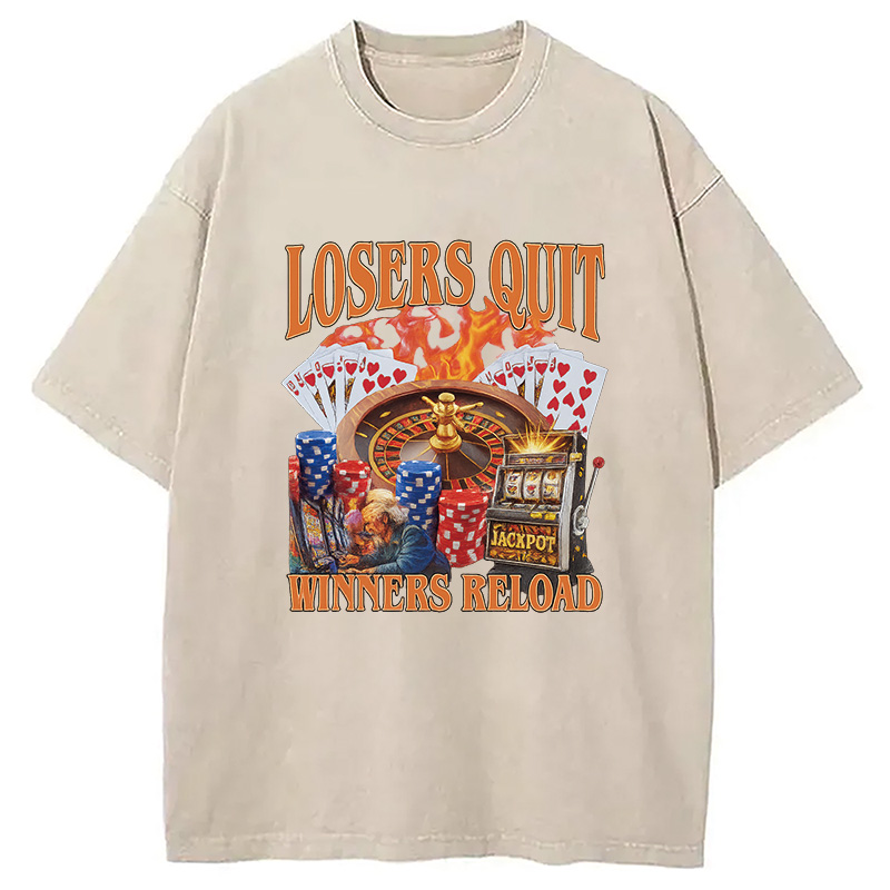 Modecanvas Funny Gambling Washed T-Shirt