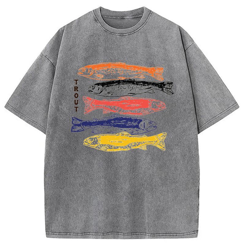 Modecanvas Japanese Trout Fish Washed T-Shirt