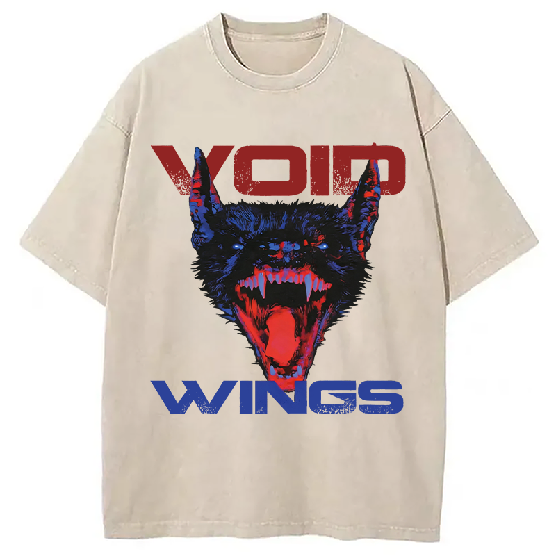 Modecanvas Gothic Vampire Bat DTG Printing Washed T-Shirt-modecanvas