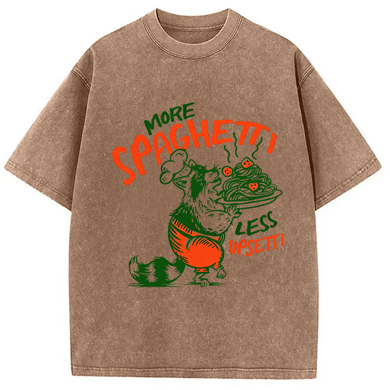 Modecanvas More Spaghetti Less Upsetti Raccoon DTG Printing Washed T-Shirt