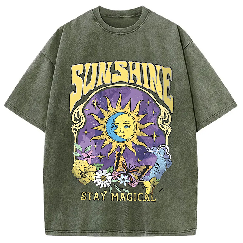 Modecanvas Sunshine Stay Magical Washed T-Shirt