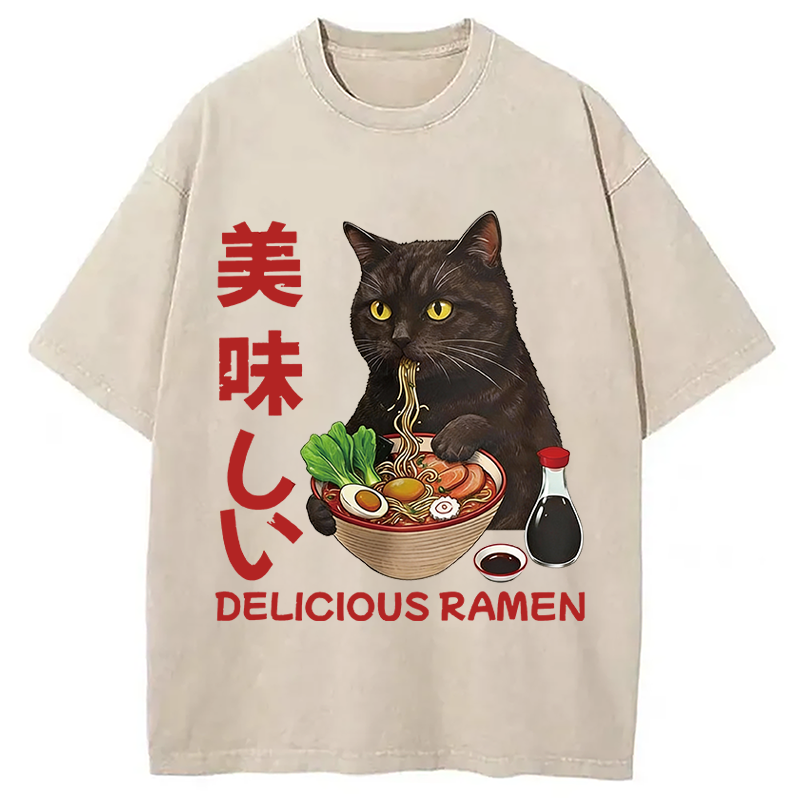 Modecanvas Delicious Ramen DTG Printing Washed T-Shirt