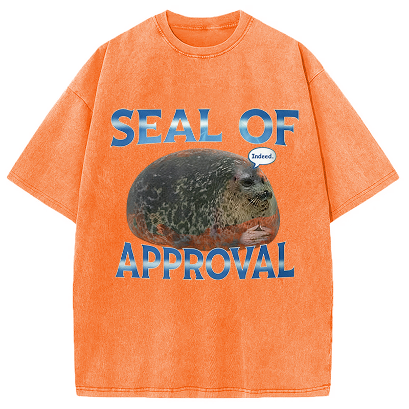 Modecanvas Seal Of Approval Meme DTG Printing Washed T-Shirt