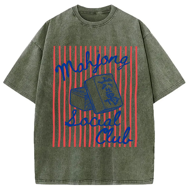 Modecanvas Mahjong Social Club DTG Printing Washed T-Shirt