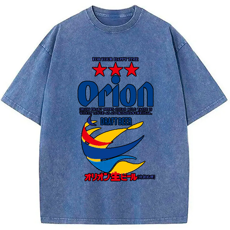 Modecanvas Orion Beer Vintage Japanese Washed T-Shirt-modecanvas