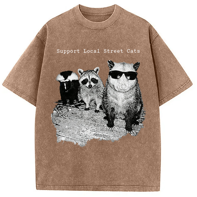 Modecanvas Support Local Street Cats DTG Printing Washed T-Shirt