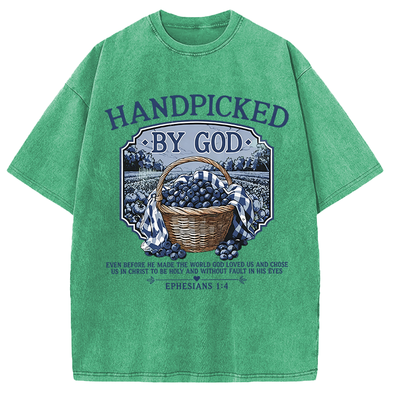 Modecanvas Hand Picked By God DTG Printing Washed T-Shirt
