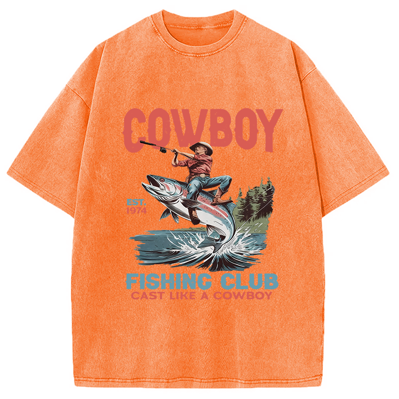 Modecanvas Vintage Cowboy Fish Washed T-Shirt