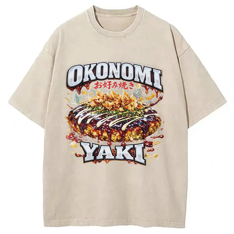 Modecanvas Ironic Okonomiyaki Meme DTG Printing Washed T-Shirt