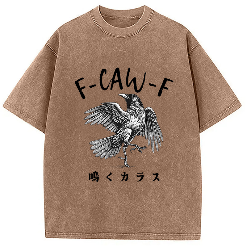 Modecanvas Funny Crow Washed T-Shirt-modecanvas