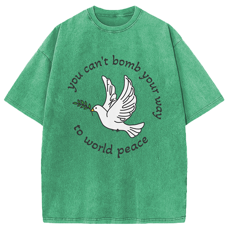 Modecanvas Bombs for World Peace DTG Printing Washed T-Shirt