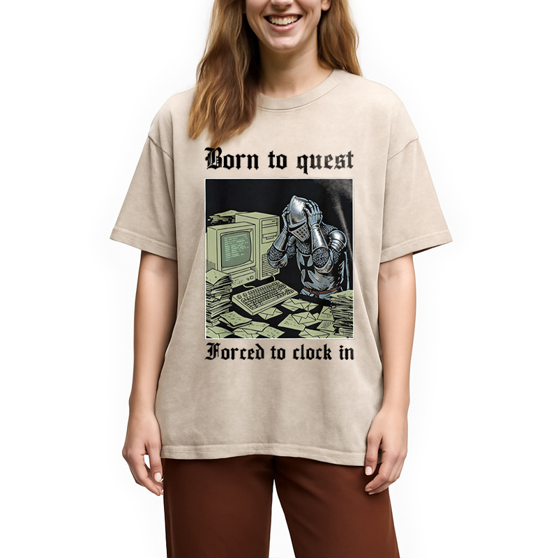 Modecanvas Born to Quest Forced to Clock Washed T-Shirt