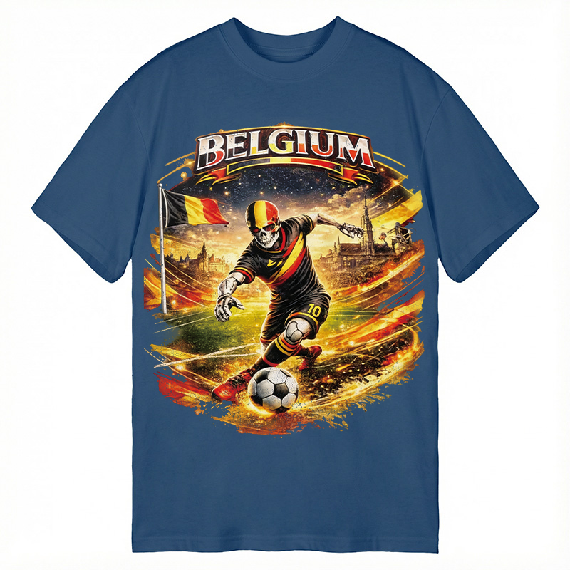Modecanvas Belgium Soccer Skull DTG Printing Classic T-Shirt-modecanvas