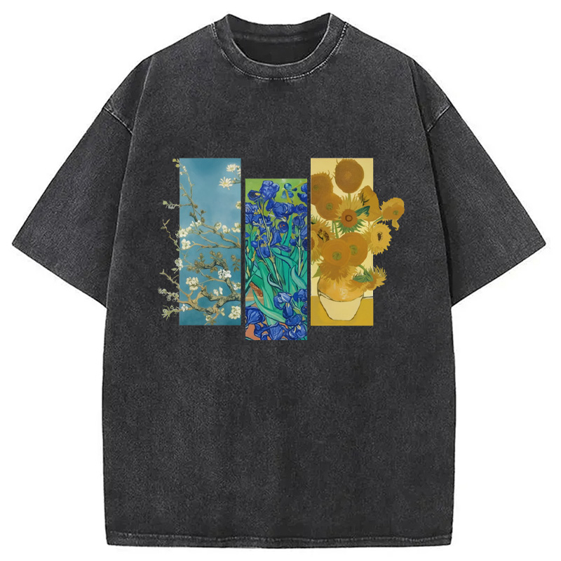 Modecanvas Van Gogh Flowers Washed T-Shirt