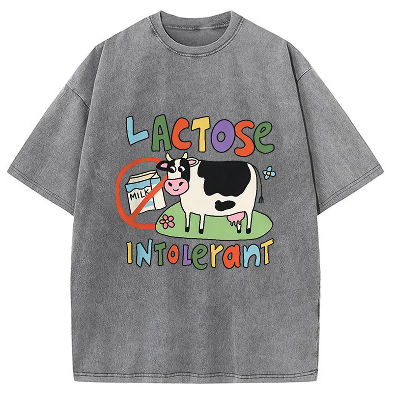 Modecanvas Lactose Intolerant Funny Meme DTG Printing Washed T-Shirt