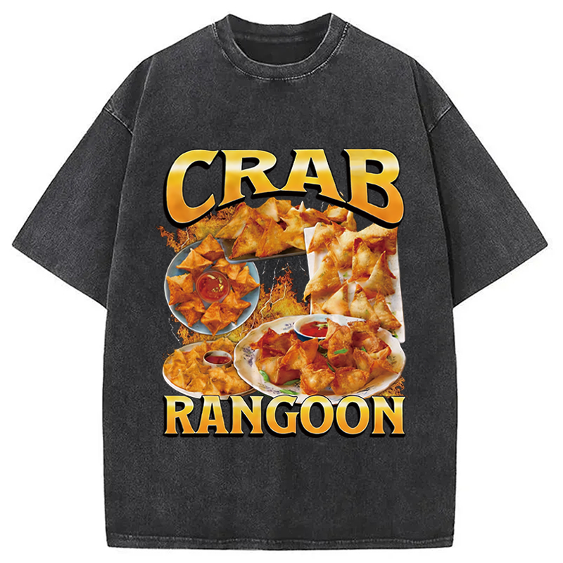 Modecanvas Crab Rangoon Funny Meme Washed T-Shirt