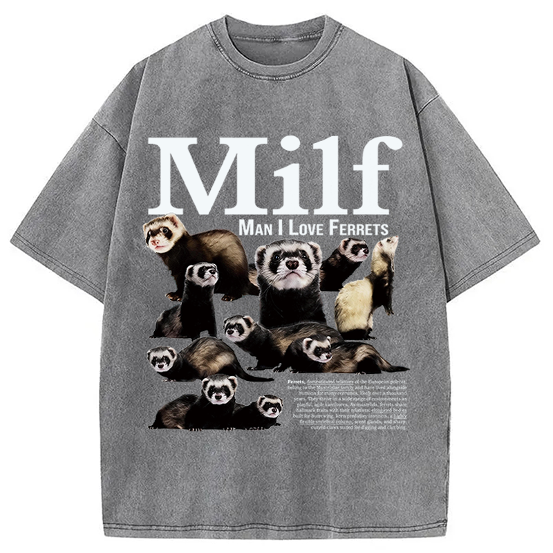 Modecanvas Man I Love Ferrets DTG Printing Washed T-Shirt
