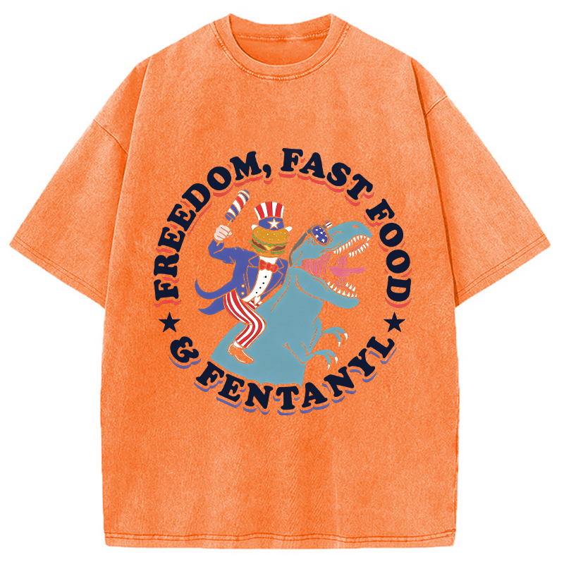 Modecanvas Freedom Fast Food DTG Printing Washed T-Shirt