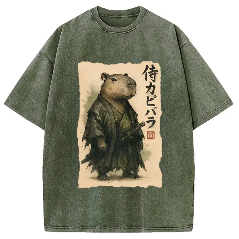 Modecanvas Capybara Samurai Washed T-Shirt