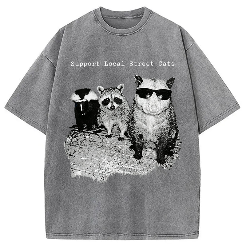 Modecanvas Support Local Street Cats DTG Printing Washed T-Shirt