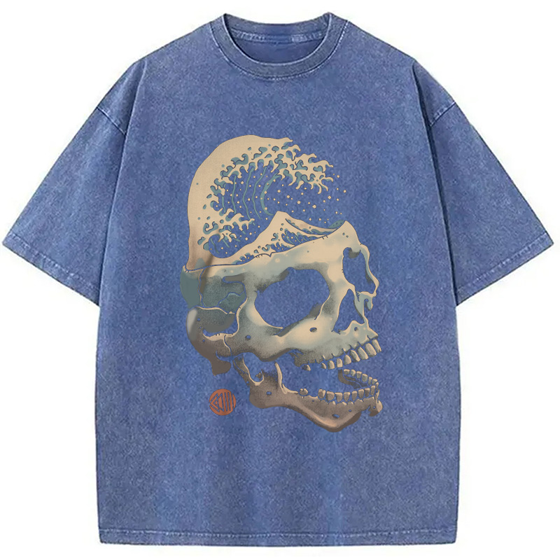 Modecanvas Skull Wave Washed T-Shirt