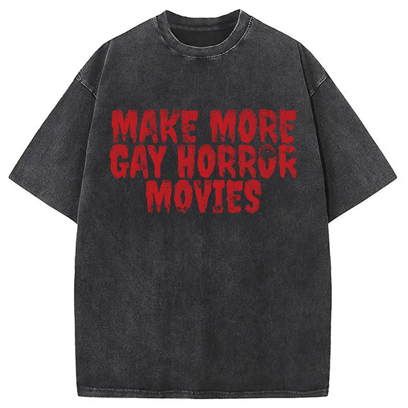 Modecanvas Queer Horror Movie DTG Printing Washed T-Shirt-modecanvas