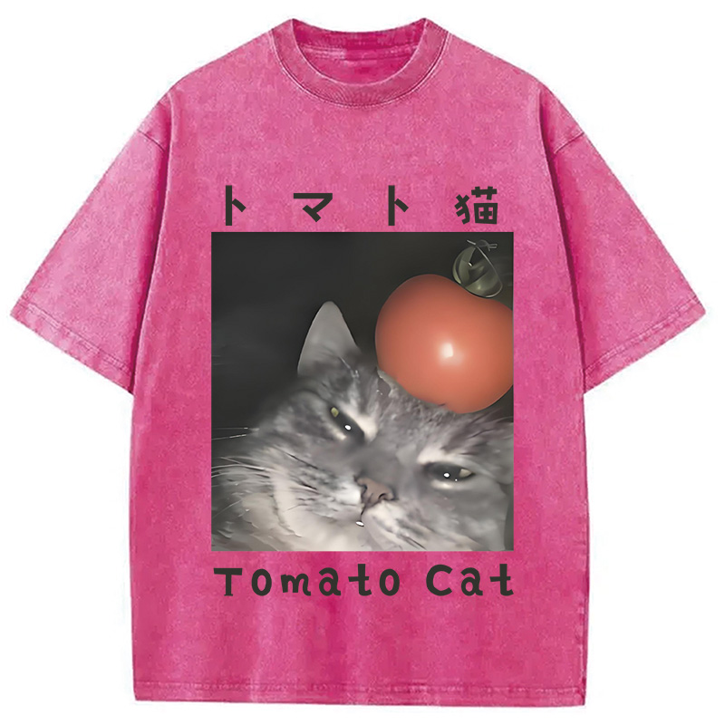 Modecanvas Tomato Cat Washed T-Shirt
