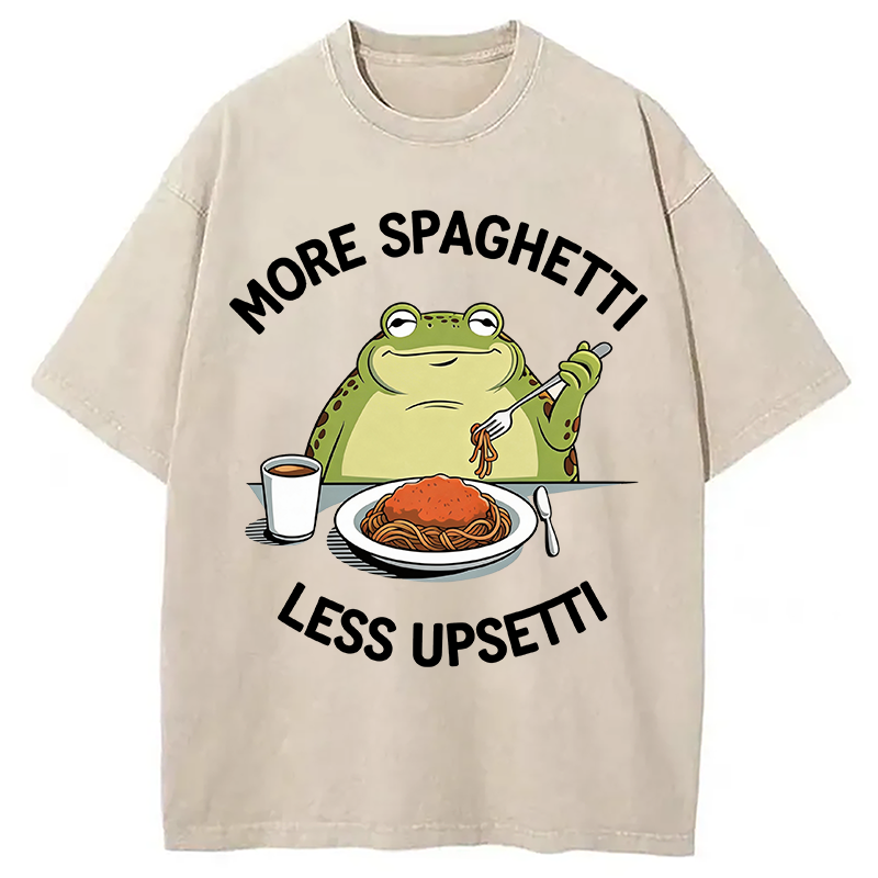Modecanvas More Spaghetti Less Upsetti Frog DTG Printing Washed T-Shirt