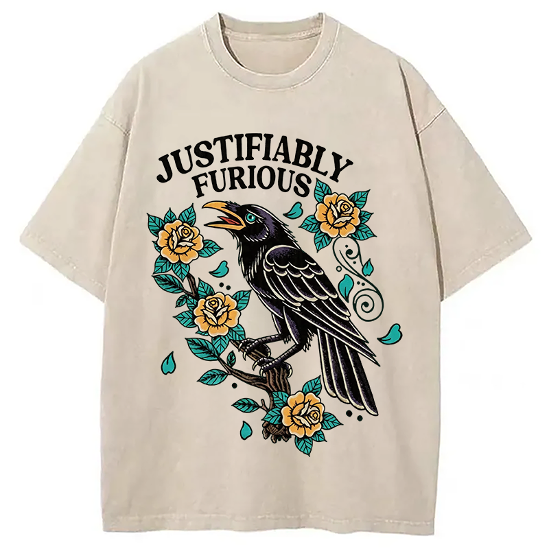 Modecanvas Justifiably Furious DTG Printing Washed T-Shirt