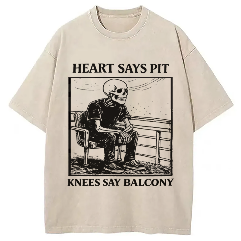 Modecanvas Heart Says Pit Knees Say Balcony DTG Printing Washed T-Shirt